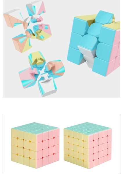 Moyu 2x2 & 3x3 & 4x4 & 5x5 Cube Set Pastel Renkli Stickersız 4 Lü Akıl Zeka Küp Seti