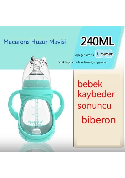 Anne ve Çocuk Malzemeleri Geniş Kalibreli Cam Biberon Silikon Kol Patlamaya Dayanıklı Sap Yenidoğan Bebek Içme Suyu Şişesi 240 ml (Yurt Dışından)