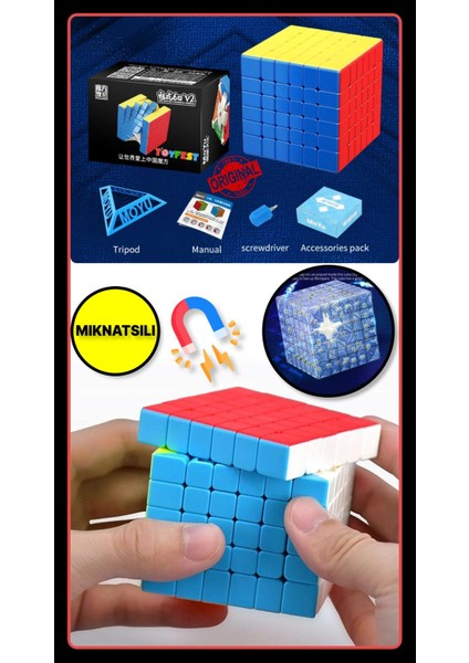 Moyu Meilong 6x6  Magnetic Cube 6m V2 - Mıknatıslı Standlı Tornavidalı Stickersız Zeka Küp