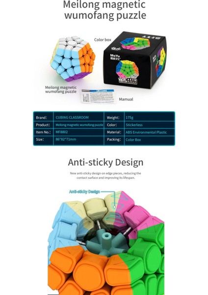 Moyu Megaminx Magnetic Cube - Mıknatıslı Stickersız Akıl Zeka Rübik Küp