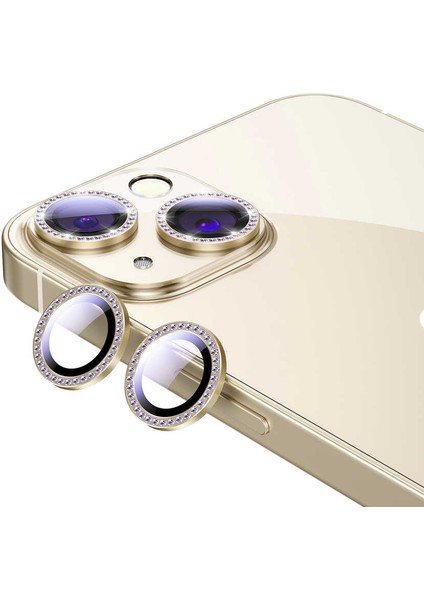 iPhone 13 Mini Uyumlu Zore Cl-06 Kamera Lens Koruyucu-Gold