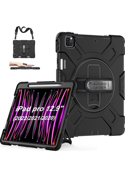 Apple iPad Pro 12.9 2022 6. Nesil Zırhlı Armour Defender Askılı Kılıf A2436 A2437 A2764 A2766