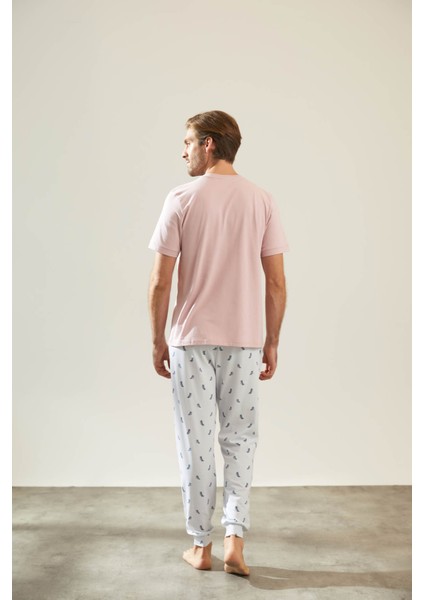 Erkek Pamuklu Kısa Kollu Cepli Pijama Üstü