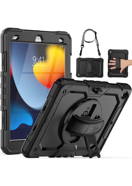 Apple iPad 9. Nesil 10.2 Inç Zırhlı Armour Defender Askılı Kalemlikli Kılıf A2602 A2604 A2603 A2605