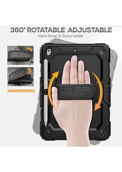 Apple iPad 9. Nesil 10.2 Inç Zırhlı Armour Defender Askılı Kalemlikli Kılıf A2602 A2604 A2603 A2605