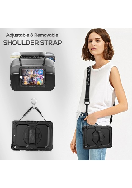 Apple iPad 9. Nesil 10.2 Inç Zırhlı Armour Defender Askılı Kalemlikli Kılıf A2602 A2604 A2603 A2605