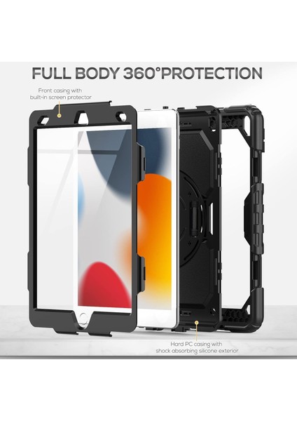 Apple iPad 9. Nesil 10.2 Inç Zırhlı Armour Defender Askılı Kalemlikli Kılıf A2602 A2604 A2603 A2605