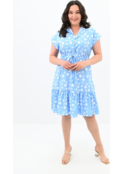 Kadın Büyük Beden Puantiye Detaylı Elbise 5226-25