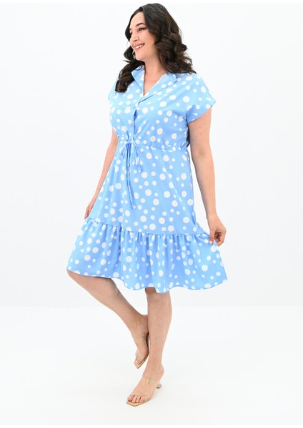 Kadın Büyük Beden Puantiye Detaylı Elbise 5226-25 modelleri