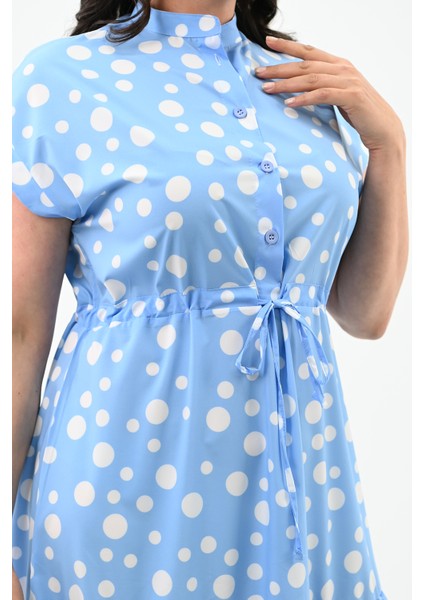Kadın Büyük Beden Puantiye Detaylı Elbise 5226-25 indirimleri