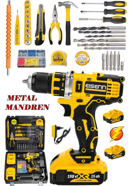 Projcb Plus American Sword Darbeli 58 V 10 Amp Yeni Nesil Lion Akülü Vidalama MATKAP+100 Pcs Combo Set