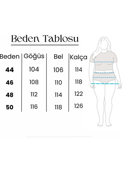 Even Plus Size Mavi Keten Kumaş Büyük Beden Elbise 50 Beden