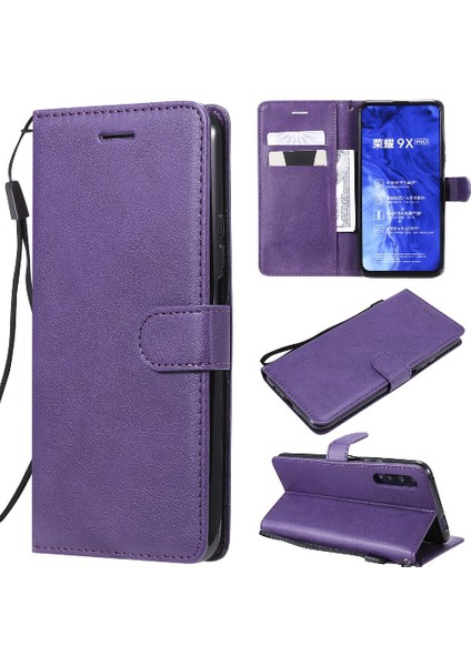 Onur 9x Için Flip Case/9x Pro Klasik Düz Renk Yüksek Kaliteli Deri (Yurt Dışından)