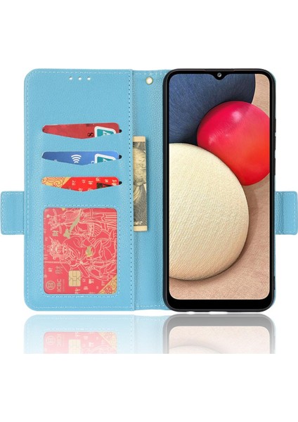 Samsung Galaxy A02S Manyetik Kart Yuvaları Tutucu Pu Deri Yan (Yurt Dışından)