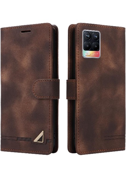 Realme 8 4g Için Flip Case Cüzdan Kapak Çevirin Deri Kılıf Basit Iş (Yurt Dışından)