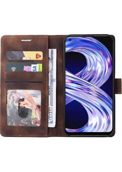 Realme 8 4g Için Flip Case Cüzdan Kapak Çevirin Deri Kılıf Basit Iş (Yurt Dışından)