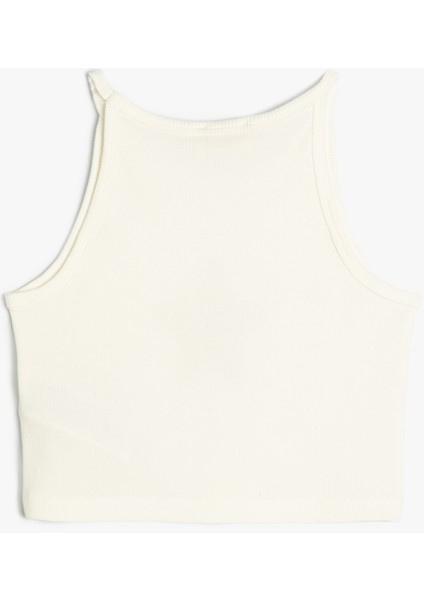 Crop Atlet Halter Yaka Yıldız Baskılı Pamuklu
