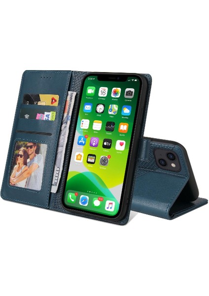 Iphone 15 Için Flip Case Artı Premium Deri Kickstand Iki Kart Yuvaları (Yurt Dışından)
