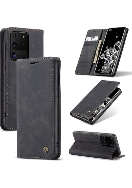 Samsung Galaxy S20 Ultra Flip Folio Kitap Için Flip Case Vintage Pu Deri (Yurt Dışından)