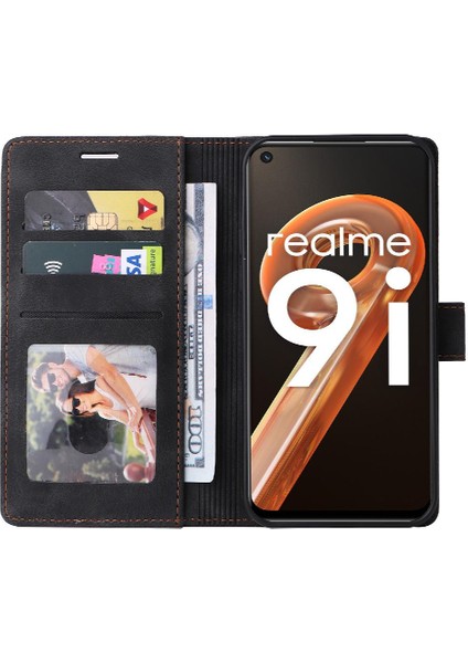 BDT Boutique Realme 9i Deri Kılıf Için Flip Case Basit Iş Darbeye Dayanıklı Flip (Yurt Dışından)