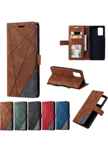 Oppo A74 4G/A95 4g Pu Deri Darbeye Kart Tutucu Kickstand Için Kılıf (Yurt Dışından)