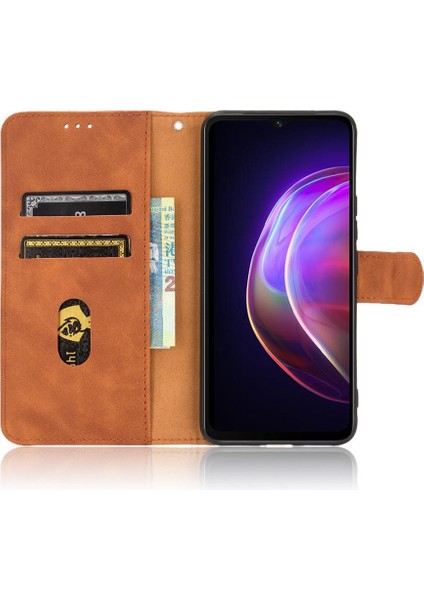 Vivo V21 Deri Folio Flip Case Kart Ekleme Tam Koruma Için Kılıf (Yurt Dışından)