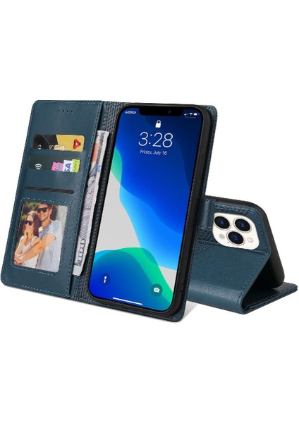 Iphone 13 Için Flip Case Pro Max Iki Kart Yuvaları Kickstand Premium Deri (Yurt Dışından)