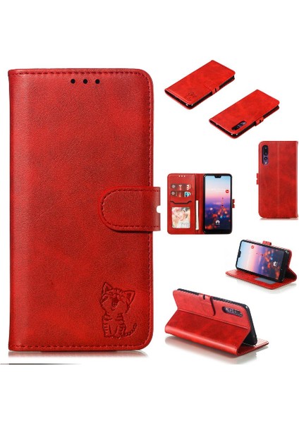 Cüzdan Kılıf Için Huawei P20 Pro Manyetik Kapatma Kickstand Kabartmalı Tüm (Yurt Dışından)