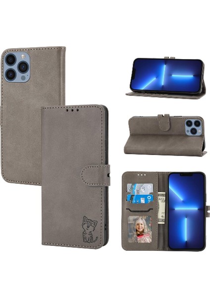 Cüzdan Kılıf iphone 15 Pro Max Tüm Yuvarlak Koruma Kabartmalı Manyetik (Yurt Dışından)