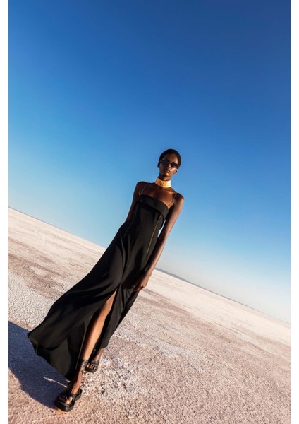 Straplez Uzun Yırtmaçlı Elbise 23S40237 fiyatları