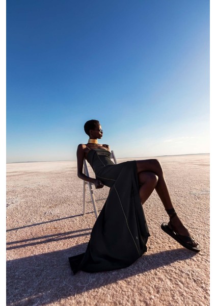 Straplez Uzun Yırtmaçlı Elbise 23S40237 modelleri