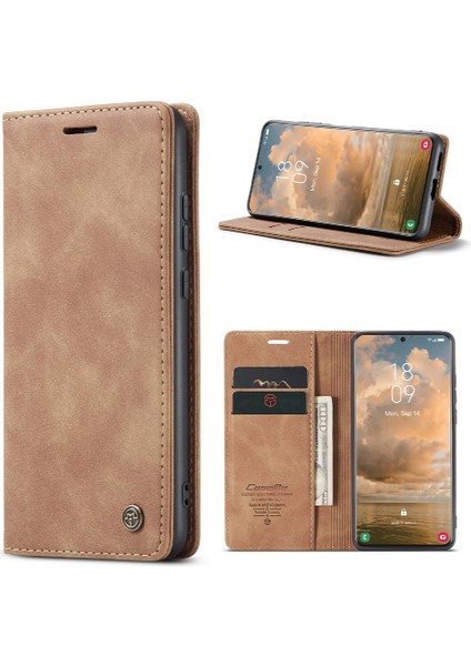 Samsung Galaxy S21 Ultra Kılıf Için Flip Case Kart Yuvası Kickstand Manyetik (Yurt Dışından)