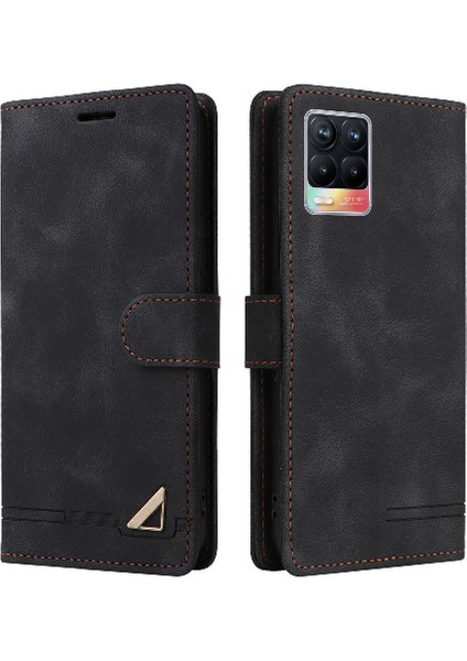 Realme 8 4g Için Flip Case Cüzdan Kapak Çevirin Deri Kılıf Basit Iş (Yurt Dışından)