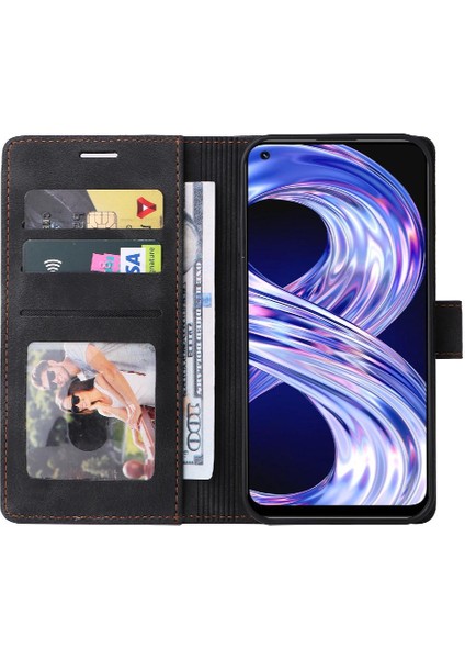 Realme 8 4g Için Flip Case Cüzdan Kapak Çevirin Deri Kılıf Basit Iş (Yurt Dışından)