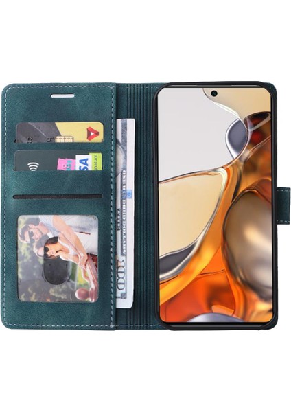 Xiaomi 11T/11T Pro Için Flip Case Basit Iş Deri Kılıf Darbeye (Yurt Dışından)
