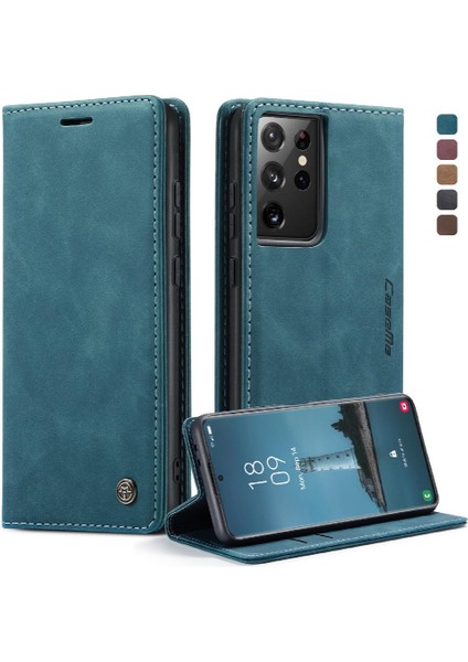 Samsung Galaxy S21 Ultra Kılıf Için Flip Case Kart Yuvası Kickstand Manyetik (Yurt Dışından)