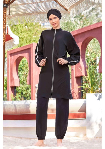 Spor Likra Tam Kapalı Tesettür Mayo Maddıe 4581 Siyah