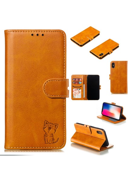 Cüzdan Kılıf iphone X/xs Manyetik Kapatma Kart Tutucu Kickstand Tüm (Yurt Dışından)