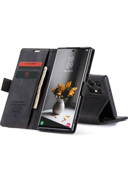 Samsung Galaxy S23 Ultra Kılıf Için Flip Case Kart Yuvası Kickstand Flip Folio (Yurt Dışından)