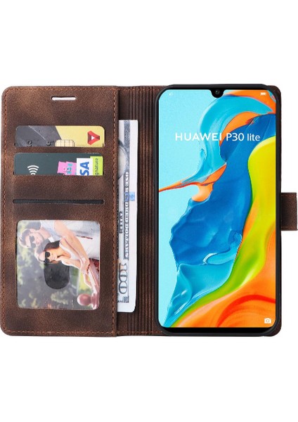 Huawei P30 Lite Için Flip Case Cüzdan Kılıf Darbeye Basit Flip (Yurt Dışından)