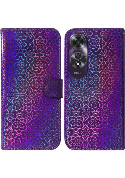 Oppo A60 4g Kart Yuvası Standı Tutucu Için Flip Case Glitter Renkli Premium (Yurt Dışından)