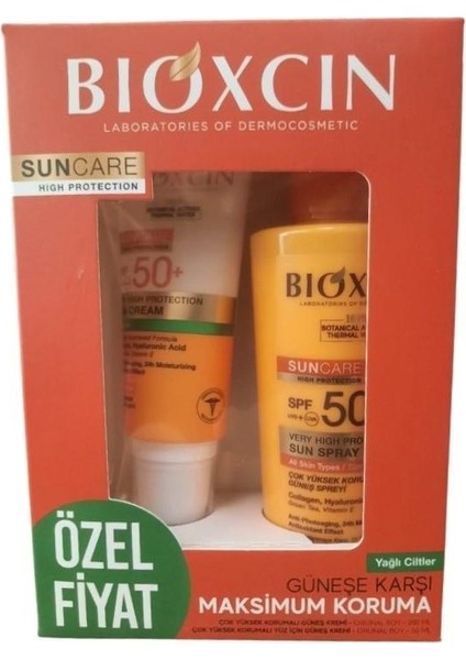 Sun Care Yağlı Ciltler Için Güneş Kremi SPF50+ 50 Ml- Bioxcin Sun Care Sprey SPF50+ 200 ml