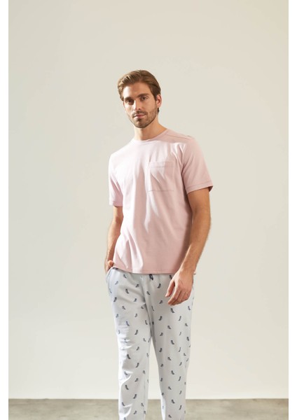 Erkek Pamuklu Kısa Kollu Cepli Uzun Pijama Takımı modelleri