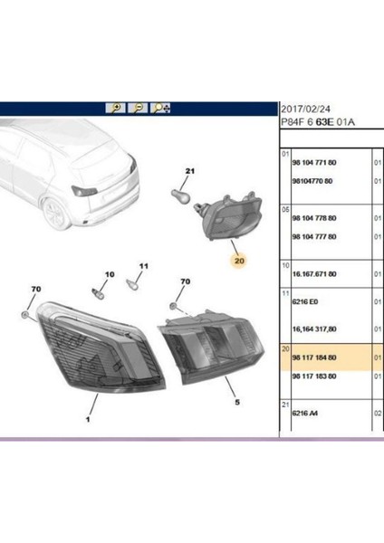 Sol Arka Sis 3008 (9811718480-BPE350036)