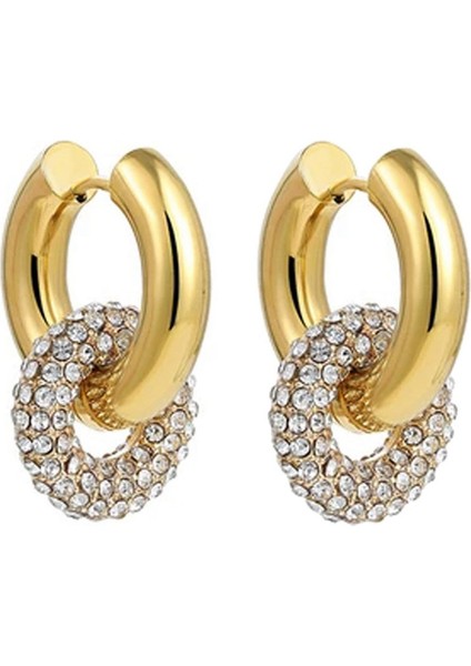 Zirkon Halka Tasarım Çelik Kadın Küpe