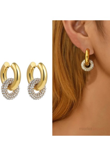 Zirkon Halka Tasarım Çelik Kadın Küpe fırsatları