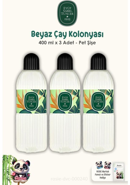 Beyaz Çay Kolonyası 3 Adet 400 ml ve Pamuk Rosıe 60'lı