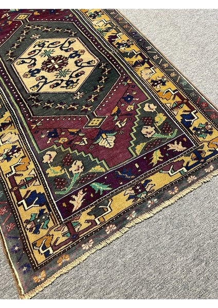 El Dokuma Eskitme Yahyalı Halısı 97X164 Sarı Mor %100 Yün Halı fiyatları