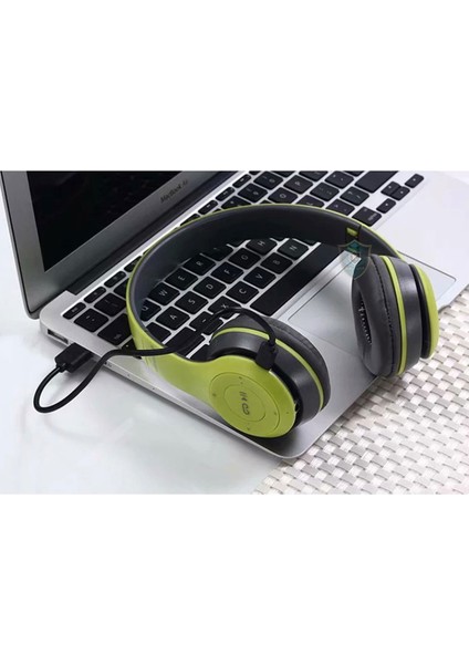 Kulaküstü Katlanabilir Stereo Hafıza Kartı Girişli Bluetooth Kulaklık – Yeşil