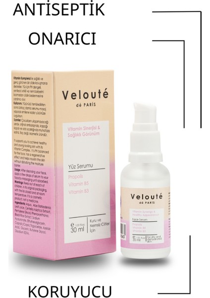 Veloute de Paris Vitamin Sinerjisi & Sağlıklı Görünüm Yüz Bakım Serumu 30 ml